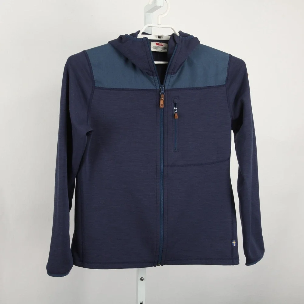 Fjallraven Jacket Womens Medium Blue Keb Fleece Hoodie Full Zip Outdoor 89482 - Picture 2 of 14